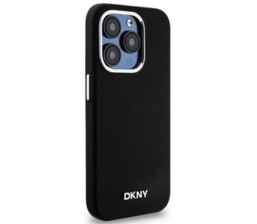 DKNY Silicone Metal Logo Back Case iPhone 14 Pro (6.1") Zwart Zwart