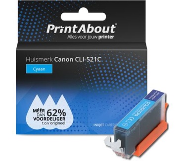 PrintAbout Huismerk Canon CLI-521C Inktcartridge Cyaan