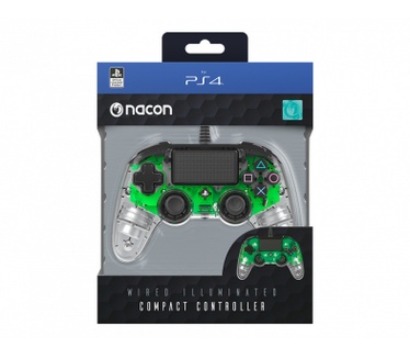 Nacon Officieel gelicenseerde Illuminated Wired Compact Controller voor PS4 - groen Groen, Transparant