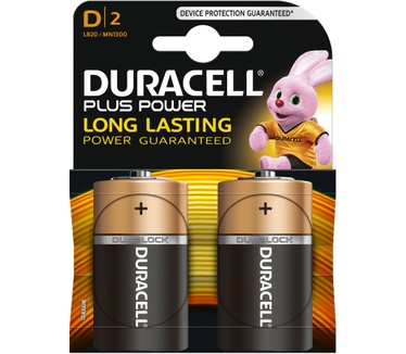 Duracell Plus Power alkaline D-batterijen, verpakking van 2