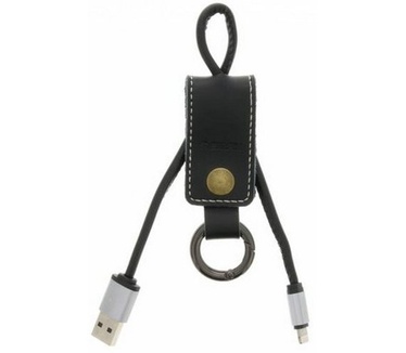 Remax Western Lederen Lightning Kabel met Hoesje (30cm) - Zwart