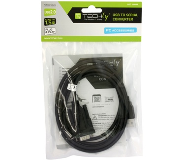 Techly Adapter Converter from USB2.0 to Serial Black