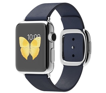 Apple Watch 38mm Roestvrij Staal - Blauw bandje, moderne gesp (groot) (Blauw)