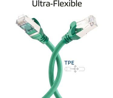 ACT Groen 3 meter TPE S/FTP CAT6A ultra-flex patchkabel snagless met RJ45 connectoren