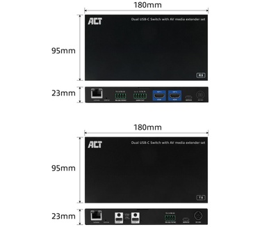 ACT AV media extender set met dual USB-C switch, CAT6A, 100 meter
