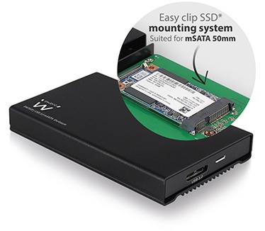 Ewent EW7020 Draagbare USB 3.0 1.8 inch mSATA SSD Behuizing Zwart