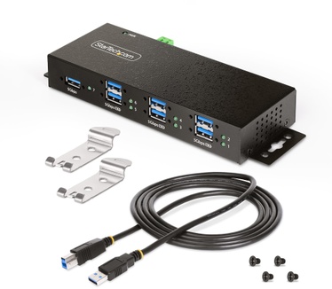 Startech.com 7-Port Managed USB Hub met 4x USB-A, Heavy Duty met Industriële Stalen Behuizing, ESD & Overspanningsbeveiliging, Wand/Bureau/Din-Rail Montage, USB 3.0/3.1/3.2 Gen 1 5Gbps