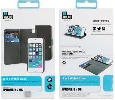 BeHello iPhone 5 / 5S / SE 2-in-1 Wallet Case Black