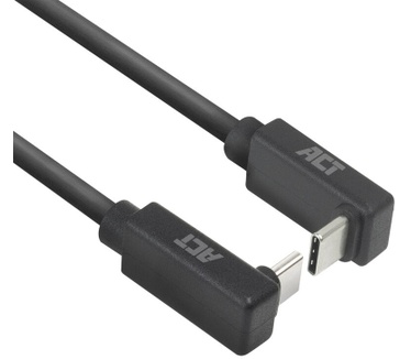 ACT USB 3.0 10Gbps 60W USB Type-C (haaks boven/beneden) naar USB Type-C (haaks boven/beneden) kabel, 1 meter