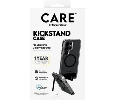 PanzerGlass CARE™ by PanzerGlass® Urban Explorer Case Transparent w. Black Kickstand & Qi Samsung Galaxy S26 Ultra