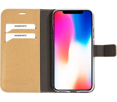 Mobiparts Saffiano Wallet Case Apple iPhone X, iPhone XS Gold