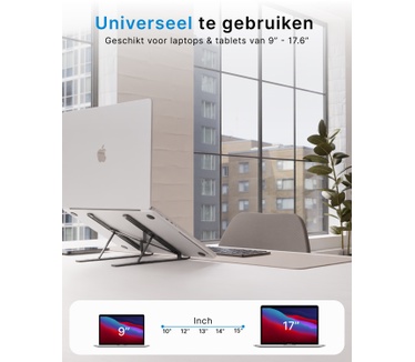 Voomy Office Laptop Standaard Verstelbaar - Ergonomische Stand - Aluminium - Zwart