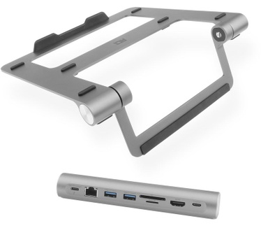 ACT AC8125 Laptopstandaard met afneembaar USB-C docking station