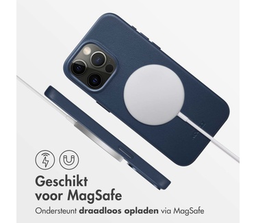 Accezz MagSafe Leather Backcover iPhone 15 Pro Max - Donkerblauw