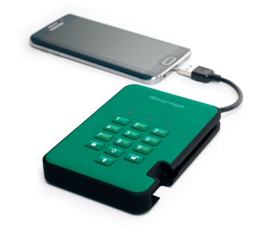 iStorage diskAshur2 256-bit 512GB USB 3.1 secure encrypted solid-state drive - Green IS-DA2-256-SSD-512-GN