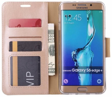 Luxe Lederen Bookcase hoesje voor de Samsung Galaxy S6 Edge Plus - Goud (Samsung Galaxy S6 Edge Plus) Goud