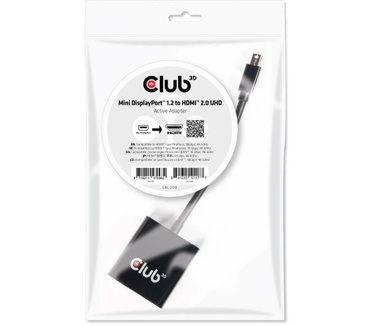 Club 3D Mini DisplayPort 1.2 to HDMI 2.0 UHD Active Adapter Zwart