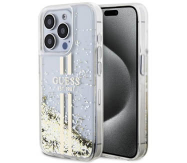 Guess Liquid Glitter Back Case - iPhone 15 Pro (6.1") - Clear Transparant