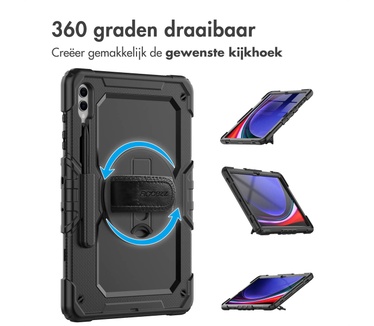Accezz Rugged Backcover met schouderstrap Samsung Galaxy Tab S9 Plus - Zwart