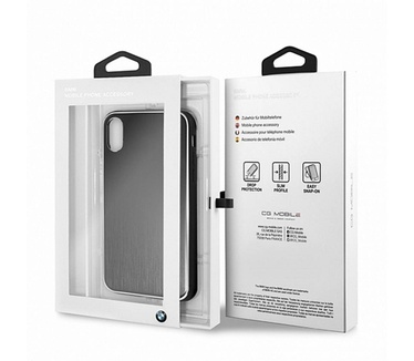 BMW Originele Brushed Aluminium Back Cover Hoesje voor de Apple iPhone X / XS - Zwart  Zwart