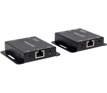 Manhattan HDMI 1080p over Ethernet Extender Kit, Up to 50m with Single Cat6 Cable, Tx & Rx Modules, IR Support (Euro 2-pin plug)