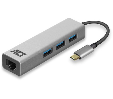 Advanced Cable Technology AC7055 3-Port USB-C 3.1 (USB 3.0) Hub with Gigabit ethernet port