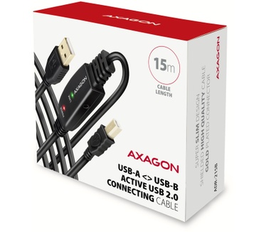 Axagon ADR-215B USB 2.0 A-M -> B-M active connecting/repeater cable 15m - Kabel - Digital/Daten