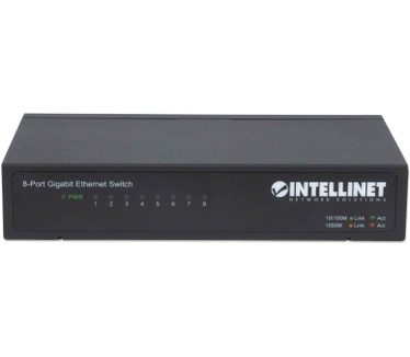Intellinet 8-Port Gigabit Ethernet Switch, Metal (Euro 2-pin plug)