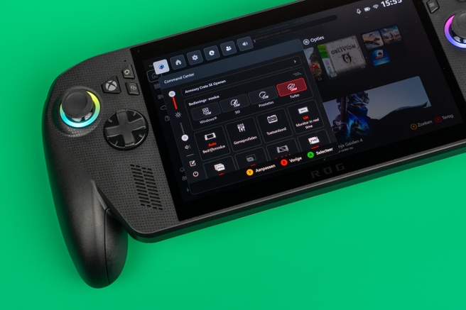 Het zijmenu van de ROG Xbox Ally X