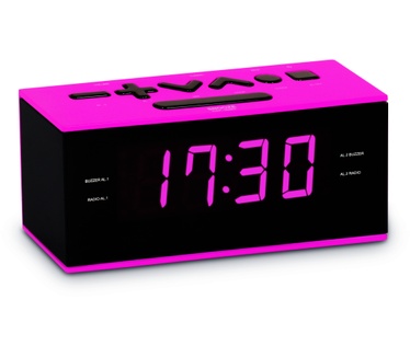 Bigben Interactive Strakke wekkerradio met roze verlichting - zwart / roze