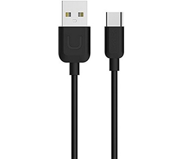 Usams U-Turn Standaard USB naar USB-C Kabel (100cm) - Zwart