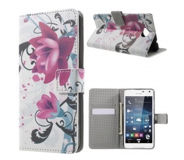 qMust Microsoft Lumia 650 Wallet Case - hoesje met stand - Lotus Flower