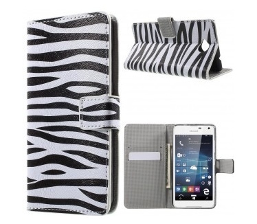 qMust Microsoft Lumia 650 Wallet Case - hoesje met stand - Zebra