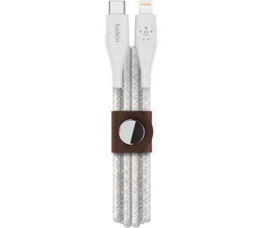 Belkin Boost↑Charge USB-C-kabel met Lightning-connector + leren bandje Wit