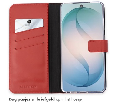 Selencia Echt Leren Bookcase Samsung Galaxy S26 Ultra - Rood