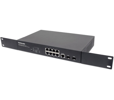 Intellinet 8-Port Gigabit Ethernet PoE+ Web-Managed Switch with 2 SFP Ports, IEEE 802.3at/af Power over Ethernet (PoE+/PoE) Compliant, 140 W, Endspan, Desktop, 19" Rackmount (Euro 2-pin plug)