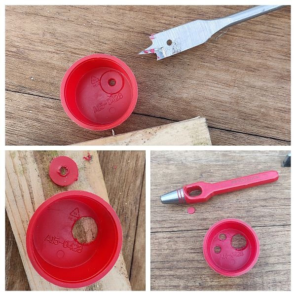 Gaten in afdekdop voor mantelbuis maken