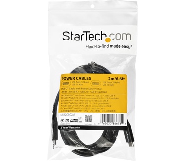 Startech.com USB-C naar USB-C kabel met 5A/100W Power Delivery M/M 2 m USB 2.0 USB-IF certificatie Zwart