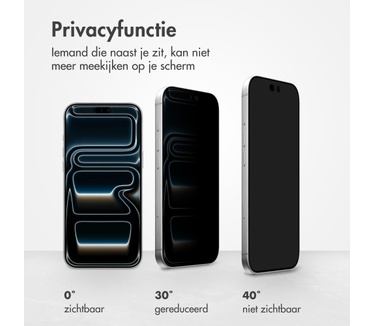 Accezz Gehard Glas Privacy Screenprotector voor de Apple iPhone 18 Pro Max