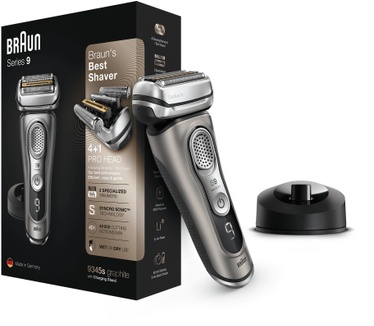 Braun Series 9 9345s Nieuwste Generatie Elektrisch Scheerapparaat, Oplaadstandaard, Etui, Grafiet