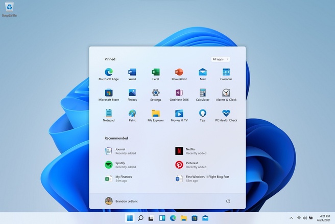 Windows 11 start menu