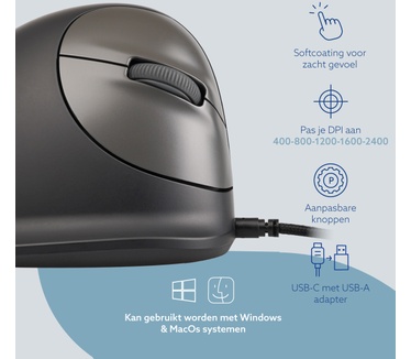 R-Go Tools Ergonomische muis R-Go HE Break met pauzesoftware, small (handlengte ˂165 mm), rechtshandig, bedraad, zwart