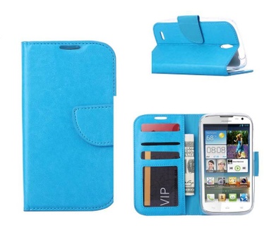 Luxe Lederen Bookcase hoesje voor de Huawei Ascend G610 - Blauw (Huawei Ascend G610) Blauw