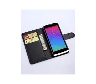LG Leon Litchi Leather Stand Case Zwart