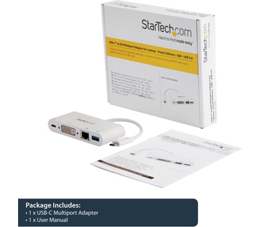Startech.com USB-C multiport adapter voor laptops Power Delivery DVI GbE USB 3.0