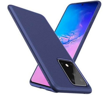 qMust Samsung Galaxy S20 Plus Texture TPU Case - Blauw