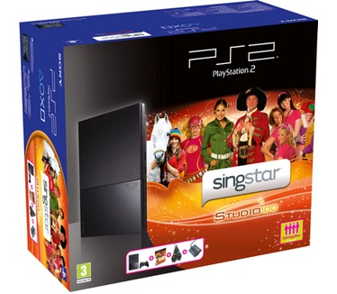 Sony PlayStation 2 + Wired Microphones + Singstar Studio 100 Zwart