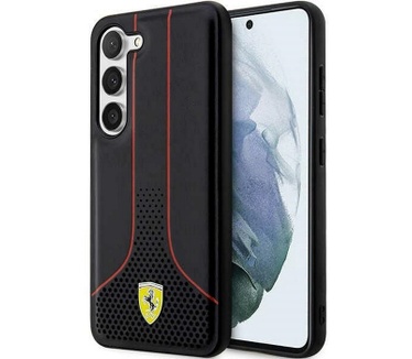 Ferrari Perforated Back Case - Samsung Galaxy S23 Plus - Zwart Zwart