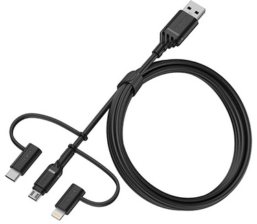 Otterbox 3in1 USBA-Micro/Lightning/USBC cable, zwart