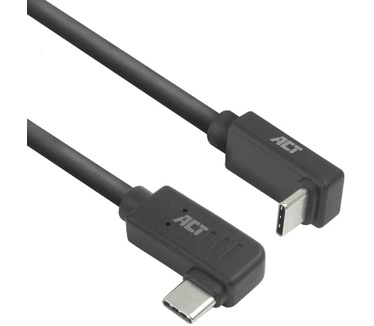 ACT USB 3.0 10Gbps 60W USB Type-C (haaks links/rechts) naar USB Type-C (haaks boven/beneden) kabel, 2 meter